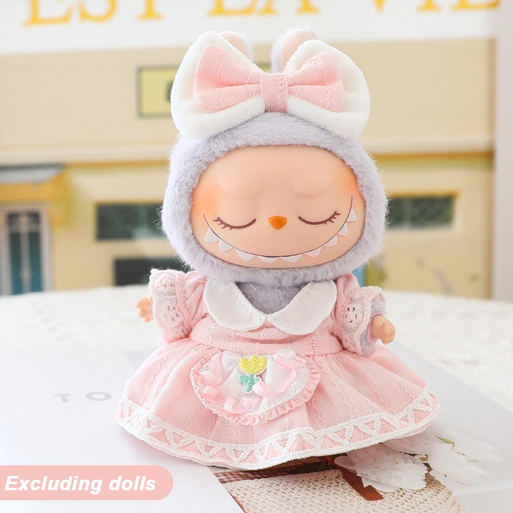 For 17cm Labubu Doll Clothes Fashion Piggy Overalls Doll Clothes Color Match Hoodies Dolls Accessories Cute Decoration Little Clothes