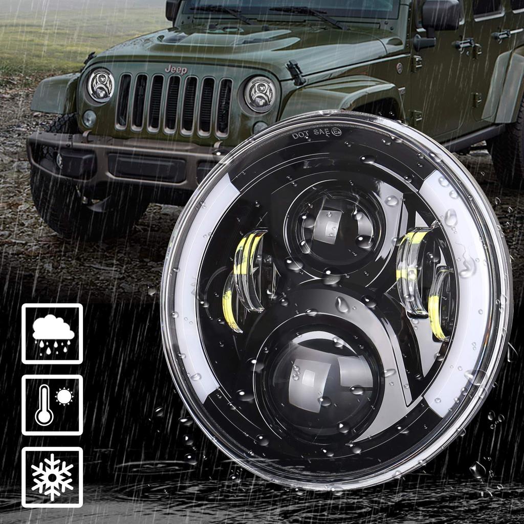 Faro LED MOVOTOR de 7 pulgadas para Wrangler con función de señal de giro y DRL haz Jimny JA 11 Wrangler JK TJ juego de 2 faros, HI/Lo