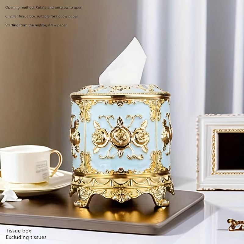 

1pc Elegant European-style round tissue box stand - Rotating type, suitable for hotels and restaurants - Durable plastic синий