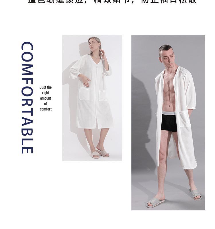 Women's Plus Size Mid-Length Zipper Nightgown and Wearable Bath Towel - Spring/Summer Collection