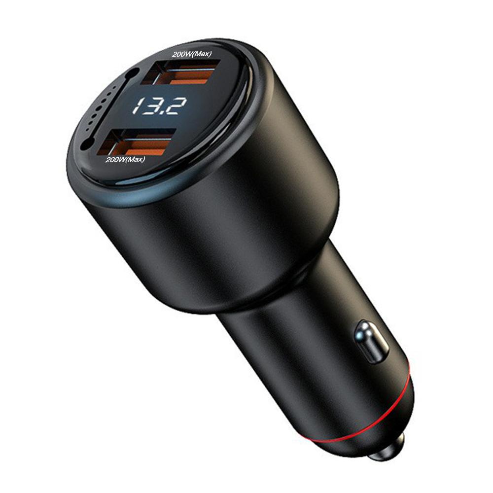 

P6J 200W Phone Fast Car Charger Dual USB Phone Charging Adapter 12V-24V Cigarette Lighter Adapter