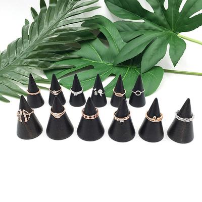 Wooden Ring Holder Display Cone Rack Finger Ring Jewelry Stand Storage Organizer