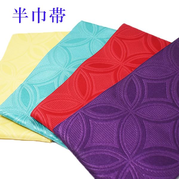 [Stylish Kimono Iroha] Half-width obi, Shippo pattern, Made in Japan, Yukata obi, Single layer (Yellow)