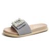 Fashion Luxury Pearl Buckle Slides Woman String Beaded Shoes Summer Flat Sandals Cozy Slip On Slippers Female Babouche Flip Flops Ladies