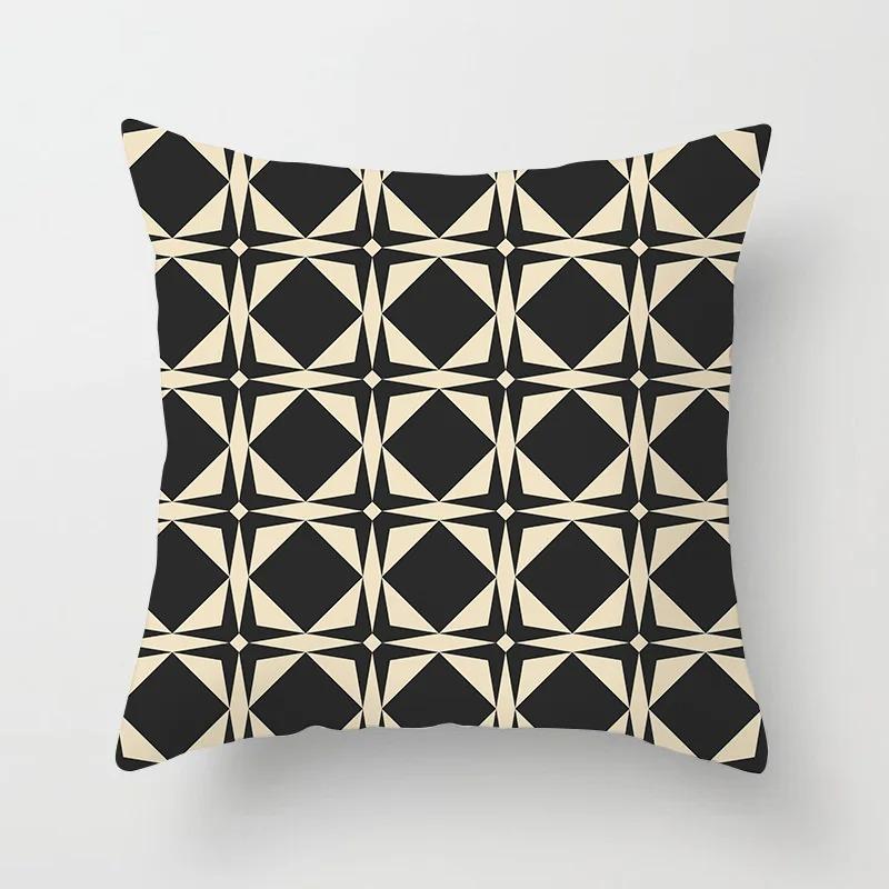 Office Living Room Home Pillowcase Car Ornaments Geometric Black and White Pattern Pillowcase