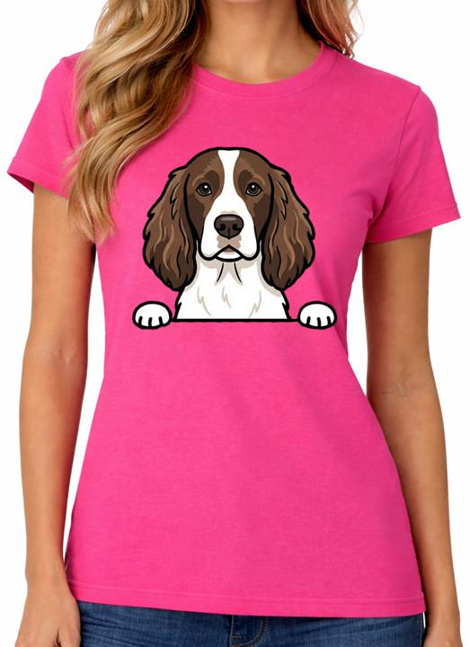 English Springer Spaniel Dog T-Shirt Cute Puppy Pet Lover Ladies Tee 4XL