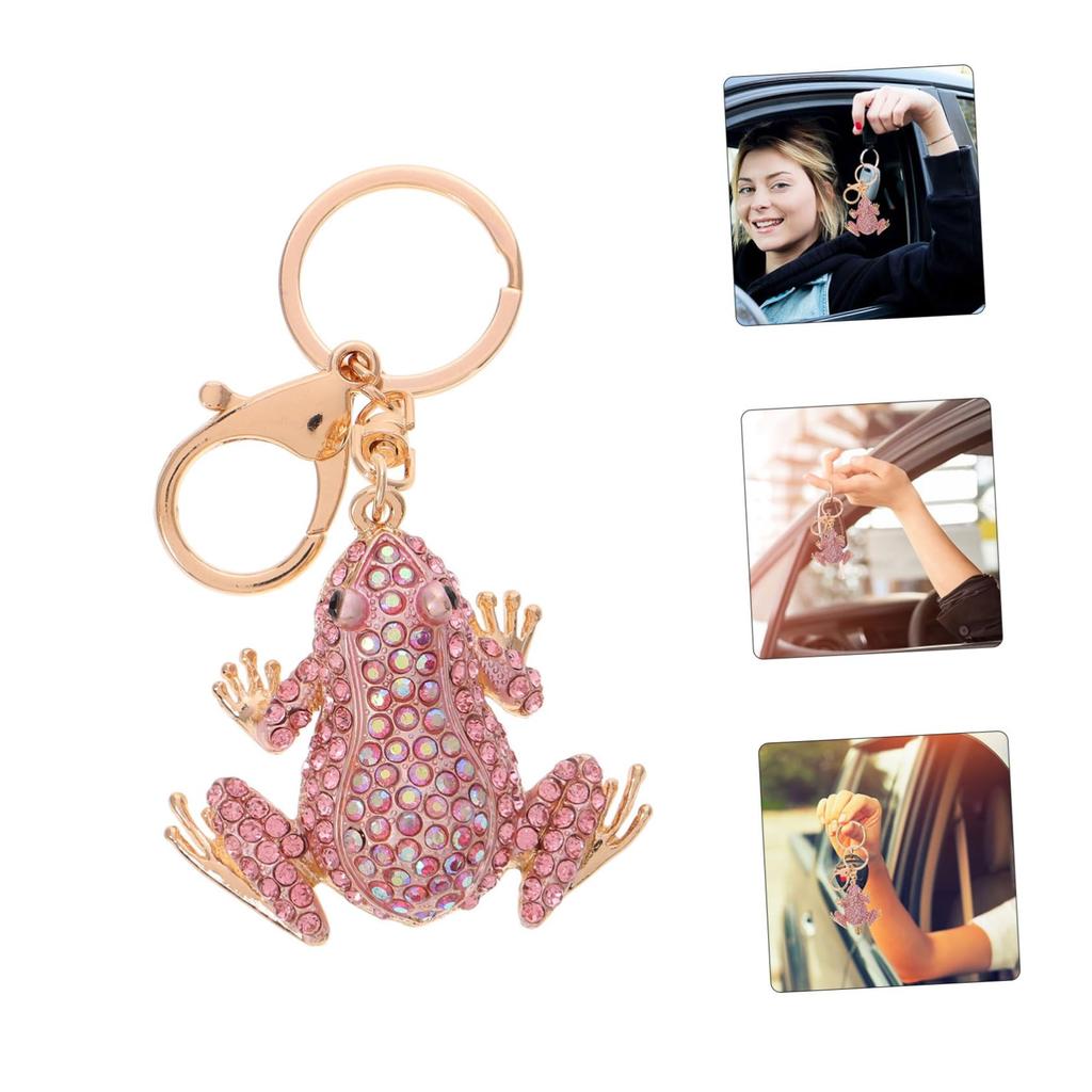 [iplusmile] Frog Keychain with Rhinestones, Sparkling Bag Charm, Frog Key Ring, Animal Key Ornament, Stylish, Lucky Charm, Gift for Women