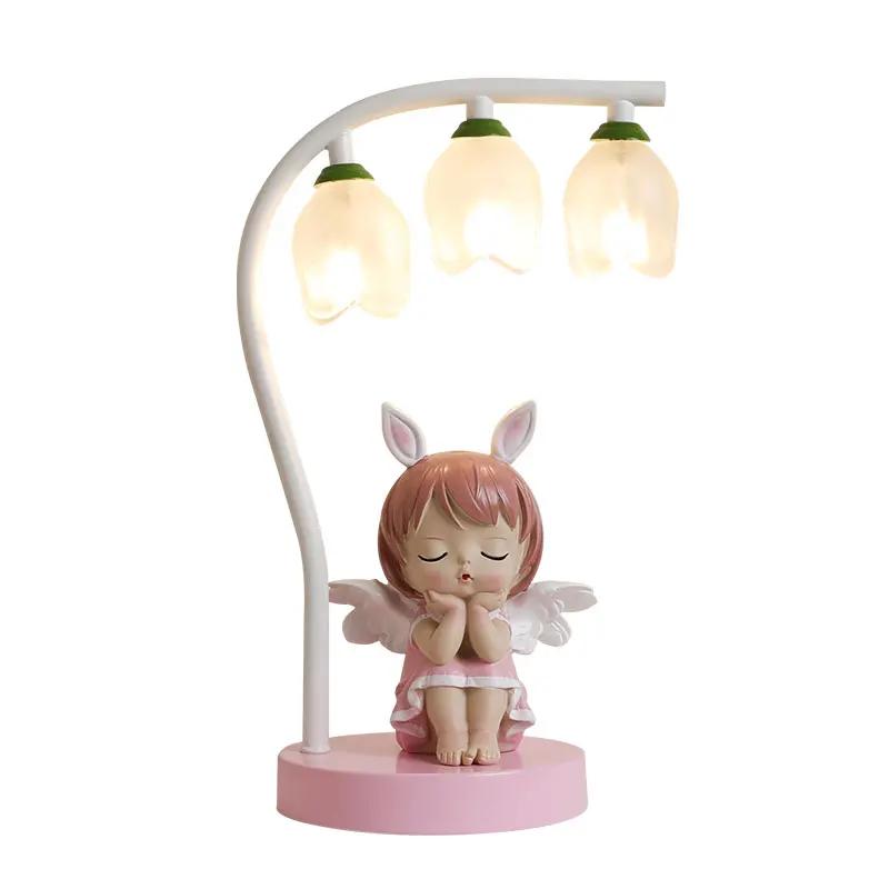 Children's Room Table Lamp Bedroom Bedside Lamp Girl Cute Creative Gift Cartoon Rabbit Princess Warm Eye Protection Desk Lamp