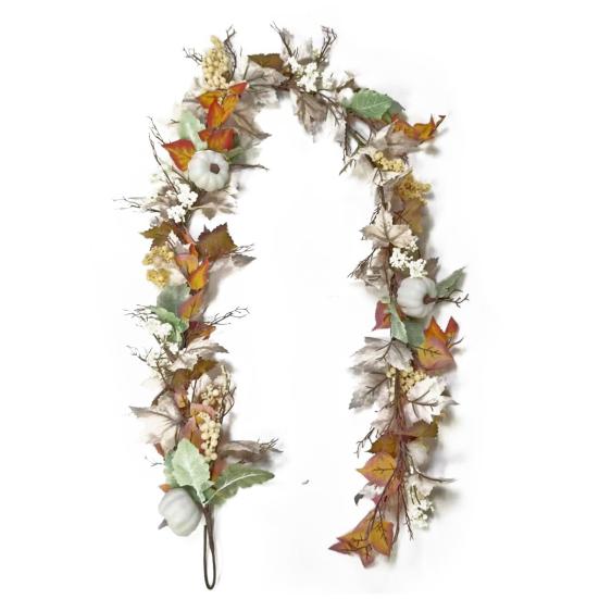 Artificial Maple Leaf Garland 6Ft Pumpkin Berries Garland Fall Decoration