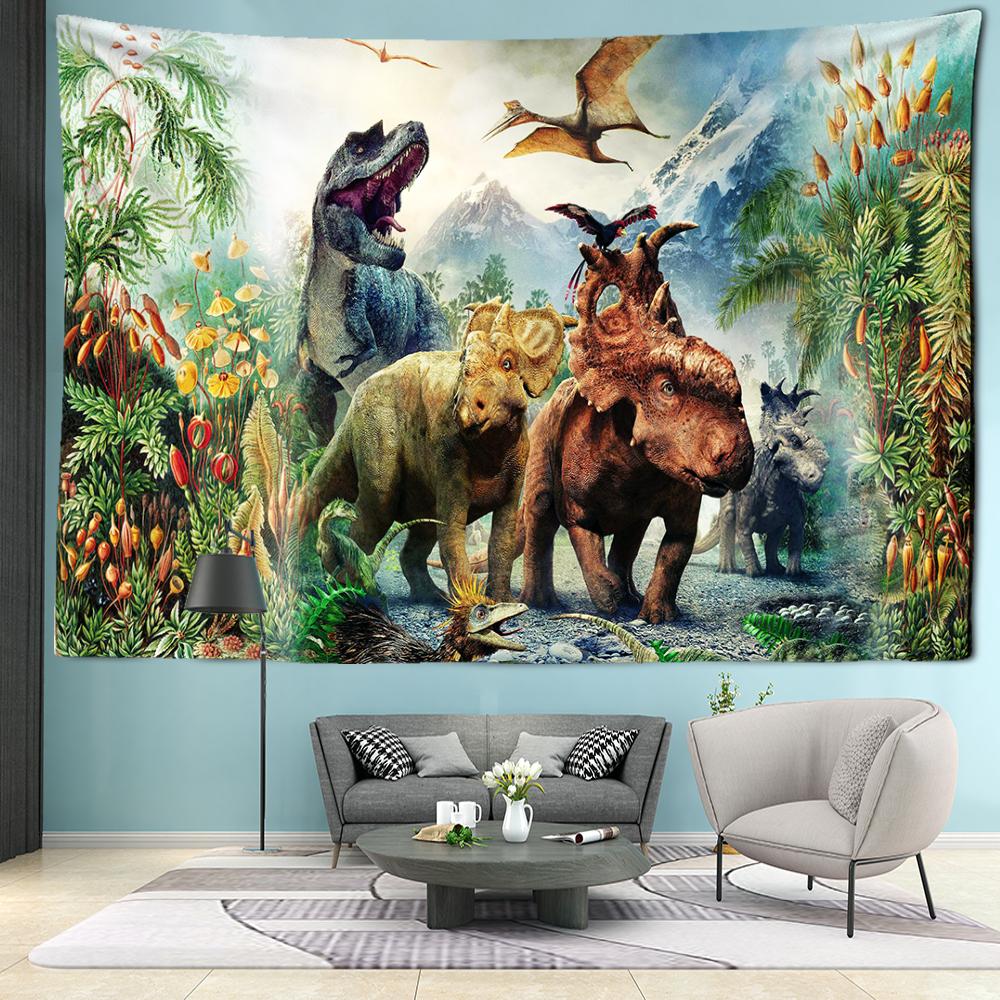 Uralter Wald Dinosaurier Wandteppich Wandbehang Abstrakte mysteriöse Kunst Hexerei Hippie Tapitz Wohnzimmer Schlafzimmer Wohnkultur