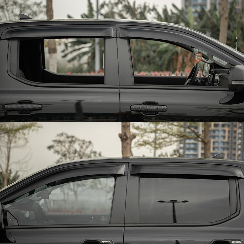 For Ford Ranger Pickup Car Window Rain Shield Window Eyebrow Modified Sun Rain Visor Modification Car Accessories Upgrade 4pcs