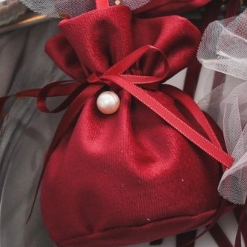 Velvet Wedding Candy Bag Wedding Candy Box Exquisite European Handbag Wedd Companion Gift Candy Bag Atmospheric Large Capacity 10pcs малиновый