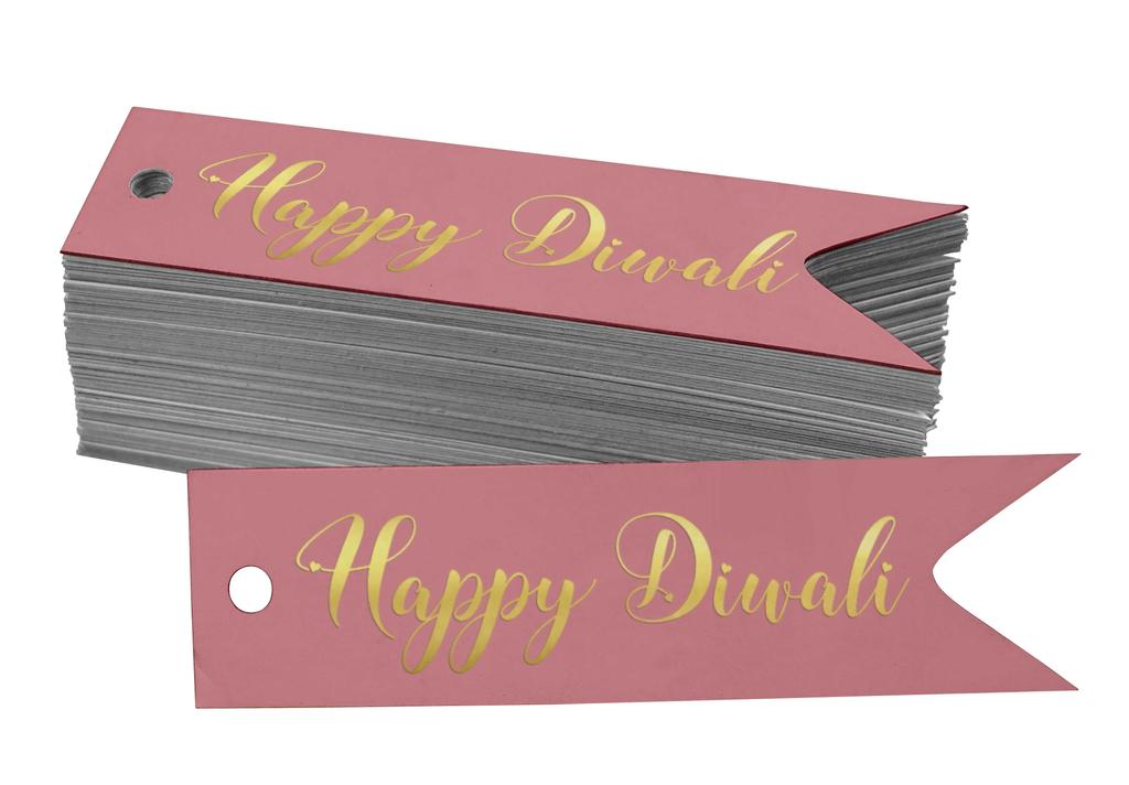 Inkdotpot Pack Of 100 Happy Diwali Favor Paper Tags Craft Real Gold Foil Hang