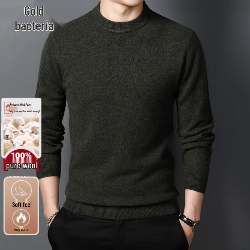 Jinju Men's 100% Pure Wool Round Neck Pullover Sweater