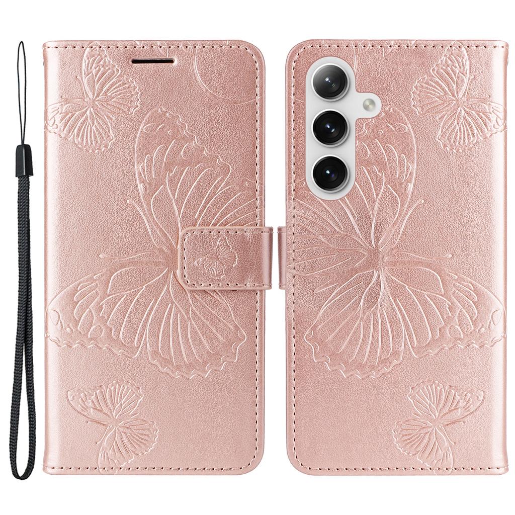 For Samsung Galaxy S25/S24 Wallet Case Floral Butterfly Imprinted Leather Phone Cover Stand