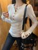 Design-Forward Slim-Fit Open-Neck Long-Sleeved Base Shirt - Spring New Arrival