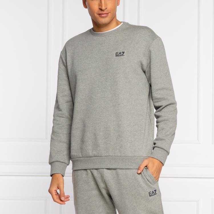 Emporio Armani EA7 Einfaches Buchstabenlogo Langarm-Sweatshirt Herren sweatshirt Grau 6HPM92-PJ07Z-0905