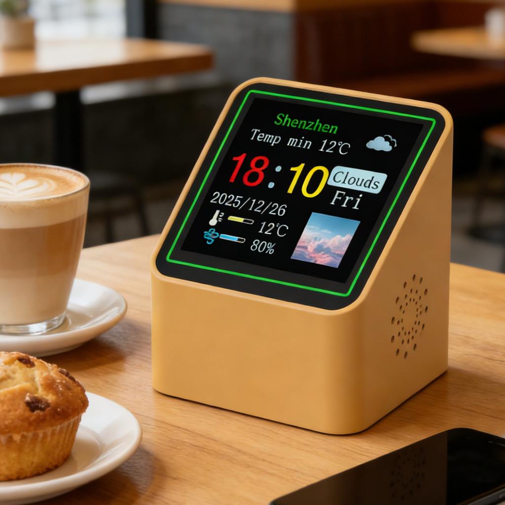 Smart WiFi Weather Forecast Station Clock with Temperature Humidity Display Date for Office Study Dorm Desk Use