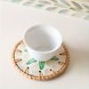 6pcs Handmade Resin Coasters Set Heat-Resistant Table Protectors with Shell Mosaic Leaf/Round Patterns Boho Coaster Party Decor