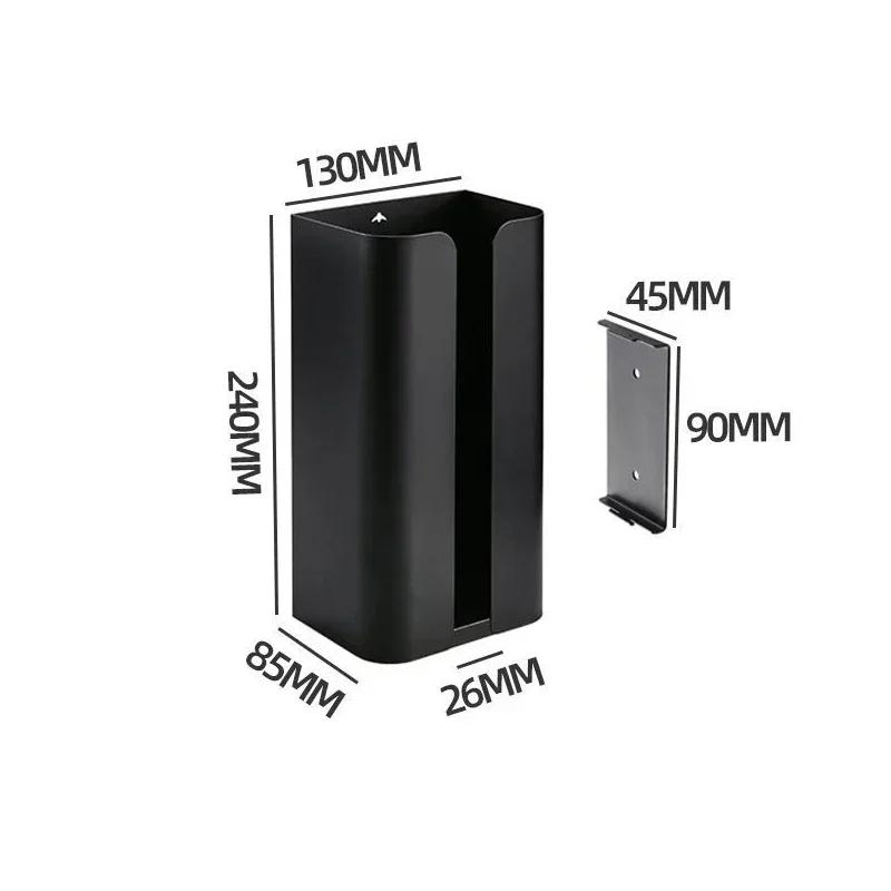 Magnetic Wall Mounted Tissue Holder No Punching Self Adhesive Kitchen Bathroom Paper Storage Box with Garbage Bag Dispenser