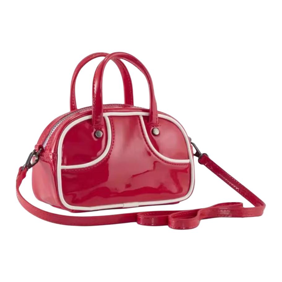 PUMA Silver Hardware Bowling Bag, Shoulder Bag, Crossbody Bag, Handbag Regular Women's Red 091824-03