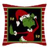 Grinch Linen Throw Pillowcase Holiday Sofa Office Cushion Pillowcase Green Furry Christmas Pillowcase