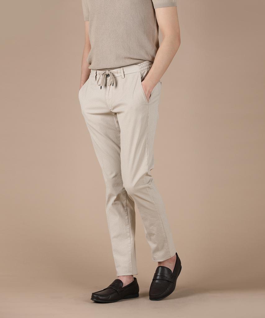 PANICALE Beige Elastic Cotton Pants