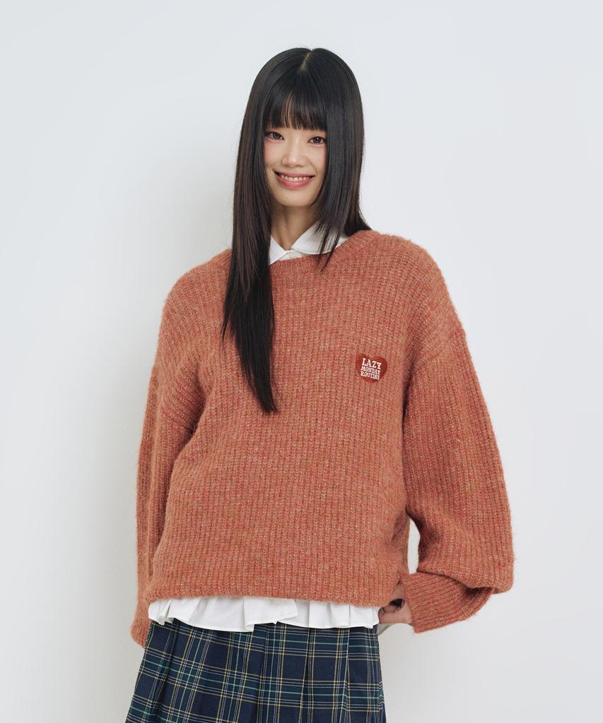 LMR Hairy Heart Embroidered Pullover Knit Red