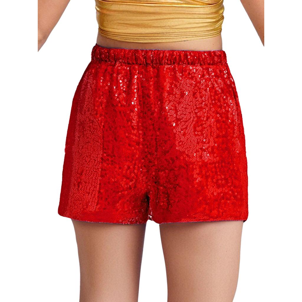 Mädchen Elastischer Bund Glänzende Pailletten Shorts Jazz Dance Cheerleading Auftritt Wettbewerb Unterteile