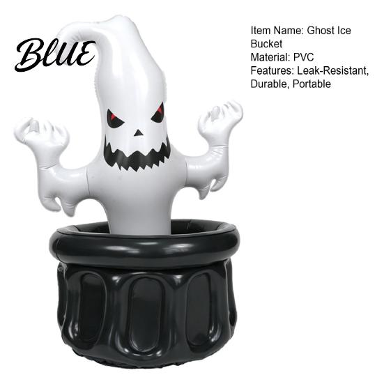 Black Magic Ice Bucket Inflatable Ghost Bucket Halloween Party Drink Tub White Double-layer Beverage Cooler for Decor Outdoor Picnic Storage