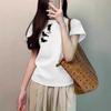Summer New Cartoon Cute Cat Print Design Short-sleeved T-shirt Women's Sweet Style Versatile Casual Outerwear Top