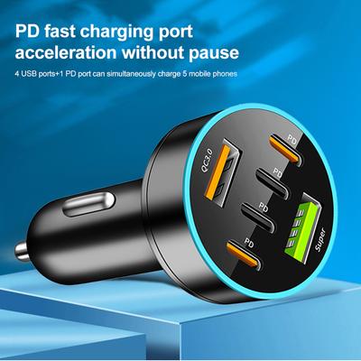 New Digital Display Car with 8/6 Ports Car Charger 250W Fast Phone Head Mobile Charging Pd Phone Adapter Car Mobile Charging