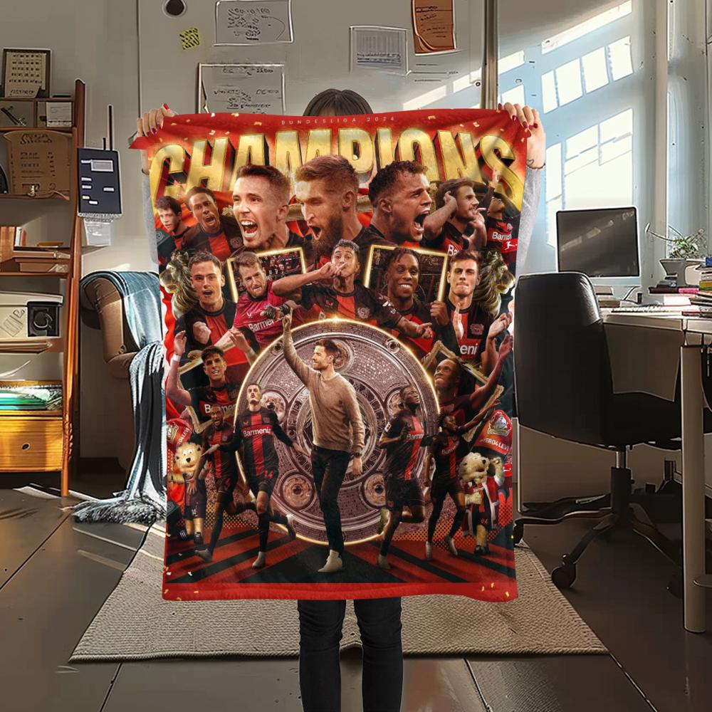 1pz Coperta in Flanella con Stampa Bayer 04 Leverkusen, Alta qualità Confortevole per Tutte le Stagioni, Decorazione per la Casa, Calore e Comfort, Perfetta per Regali di Natale11