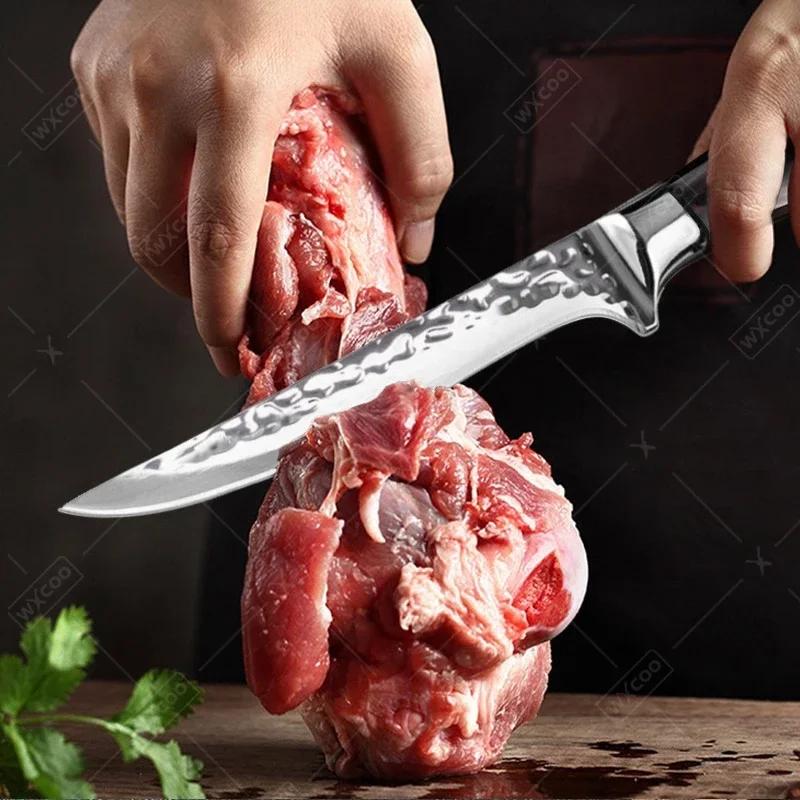 Hand-Forged Steel Kitchen Knives Professional Boning Knife Fillet Knife for Fish Meat Deboning Butcher Cleaver Cooking Tools