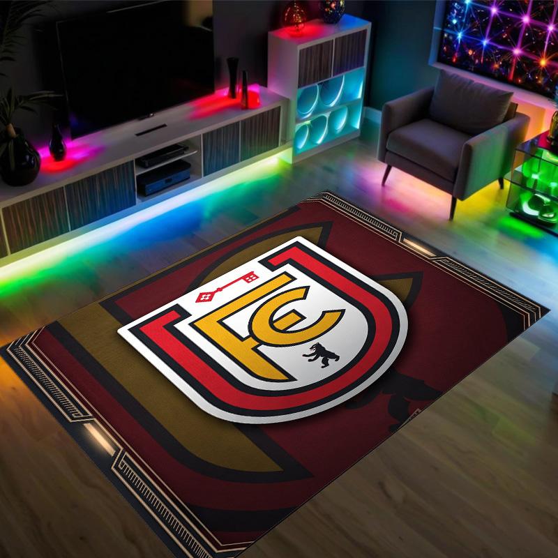 Union Berlin FC Design Crystal Velvet Carpet Cozy Non?Slip Printed Rug For Bedroom Living Room Entrance