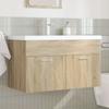 Bathroom Vanity Unit with Built In Basin and Faucet Sonoma Oak