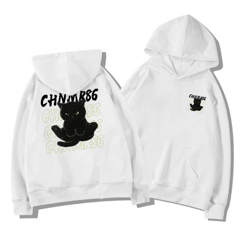Men’s Trendy Letter Print Loose Fit Hooded Sweatshirt, Autumn/Winter 2025 Hong Kong Style, Versatile for Couples