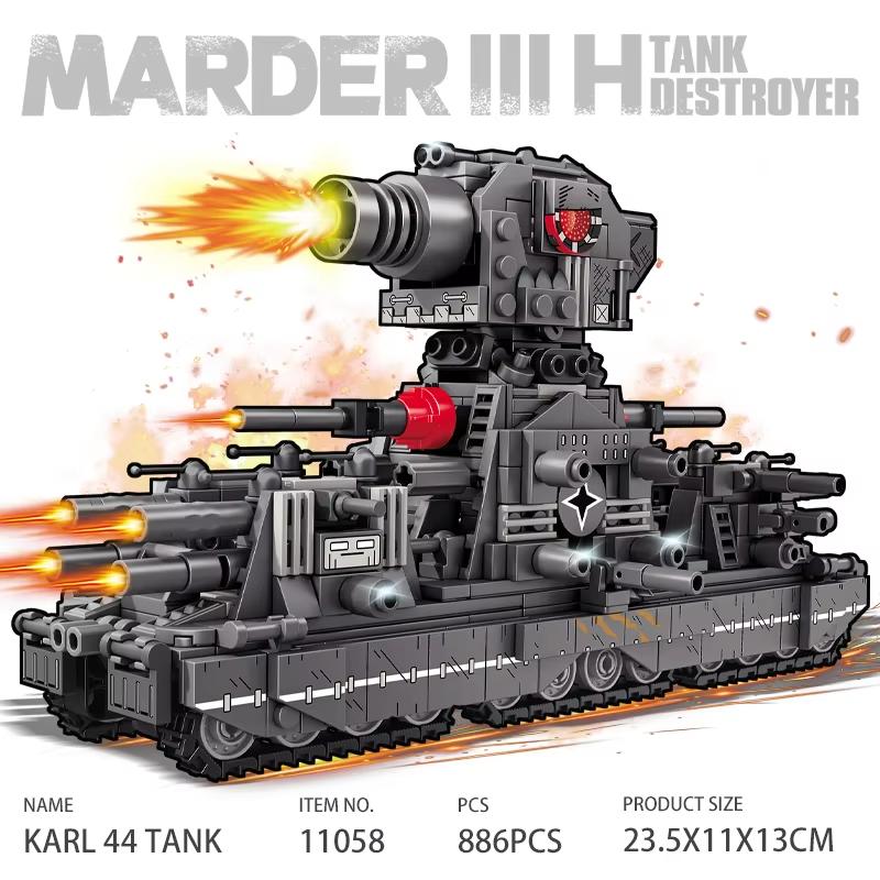 Tank World Cartoon Scale Model Muilding Block Set KV44 Carl Monster Tank and Ultimate Leviathan Military armored vehicle warfare Brick