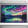 Nighttime Forest Polyester Photography Background and Party Banner - Vibrant Aurora Scene, Yzb
