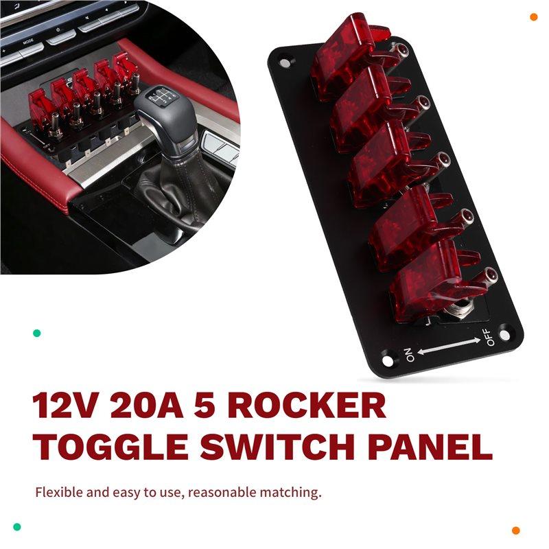 Auto Ignition Switch Panel For Racing Cars 12V 20A 5 Rocker Toggle Push Button Start LED Indicator Vehicle System