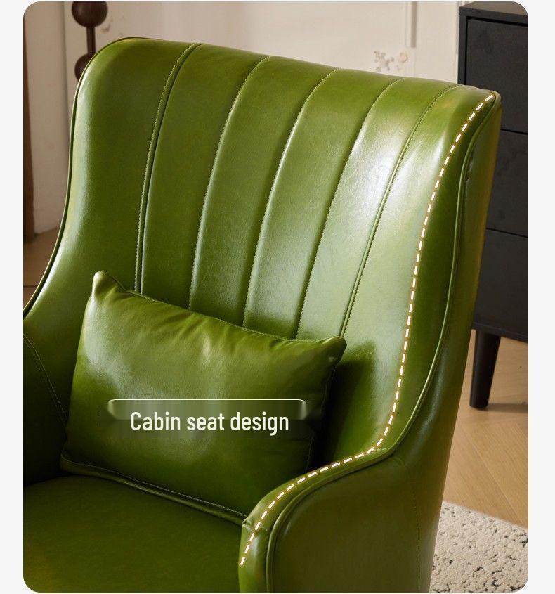 Compact Wax Leather Sofa Chair for Small Apartments, Living Rooms, Bedrooms, Balconies, or Receptions - Light Luxury Style, Tiger Design.