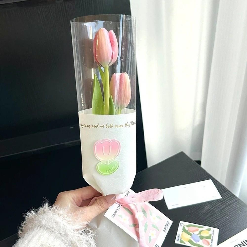 20 Pieces Romantic Single Flower Wrapping Bags Waterproof Bouquet Packaging Bag Graduation Party
