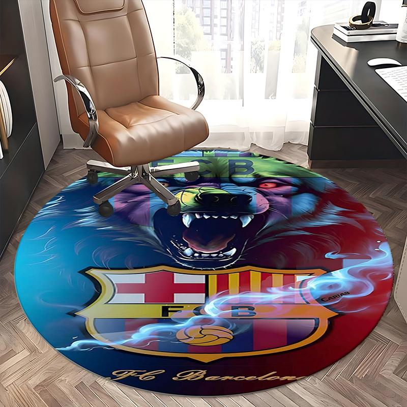 FC Barcelona Crest,Lion Emblem Artwork Chair mat Round Rug Office carpet, Machine Washable, Non slip, Suitable for Living Rooms, Bedrooms