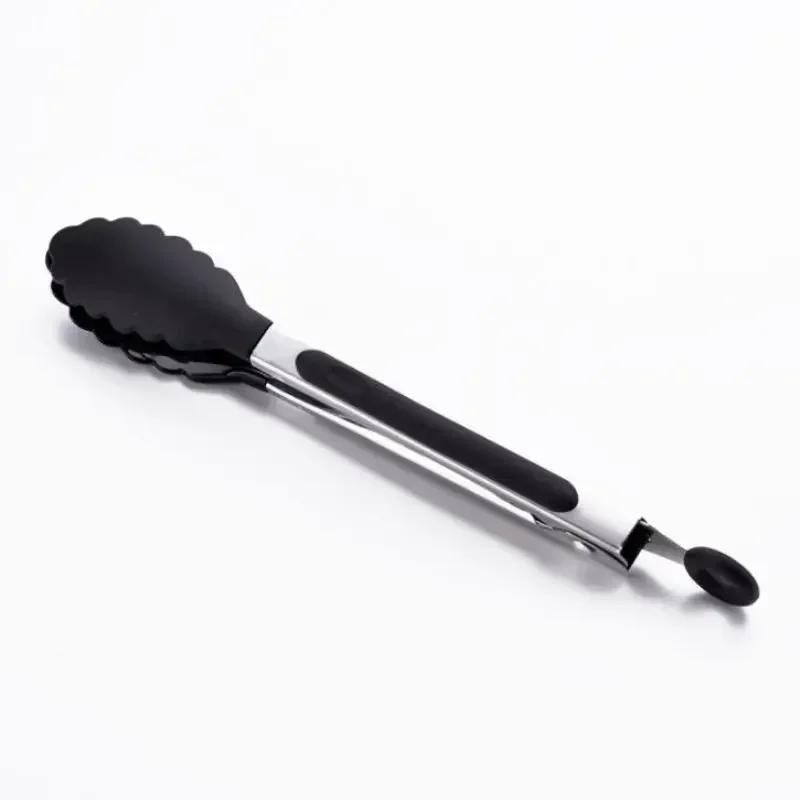 1 Pcs Silicone Food Clip Home Kitchen Stainless Steel Heat-resistant Clip BBQ Barbecue Clips Steak Fried Fish Bread Clips