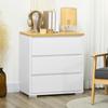 Chest of 3 Drawers Bedroom Dresser without Handles Drawer Unit for Living Room Office Modern Style 70x37x75 cm White