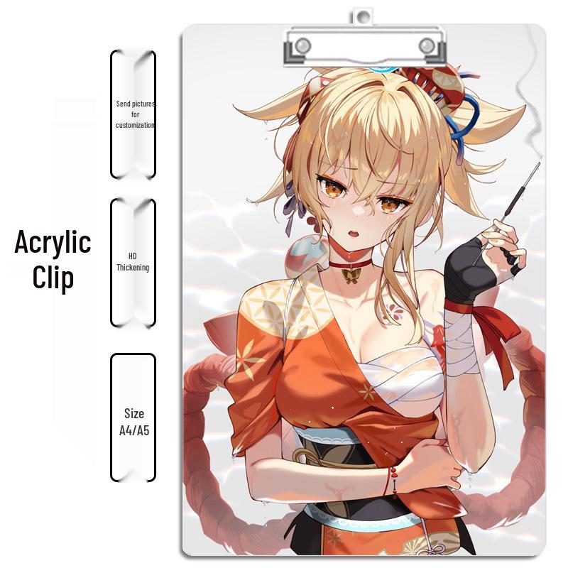 Anime Style Acrylic Clipboard and File Folder with Thickened Writing Pad