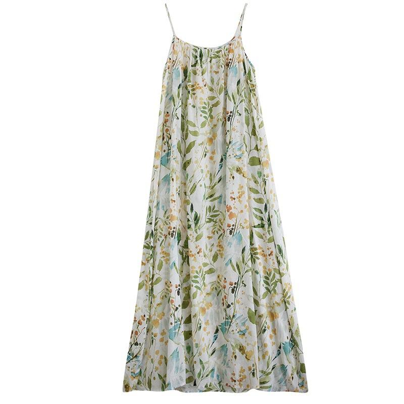 Sommer Baumwolle Hanf Übergröße Strandurlaub Reise Strand Trägerkleid für Frauen Freizeitkleider