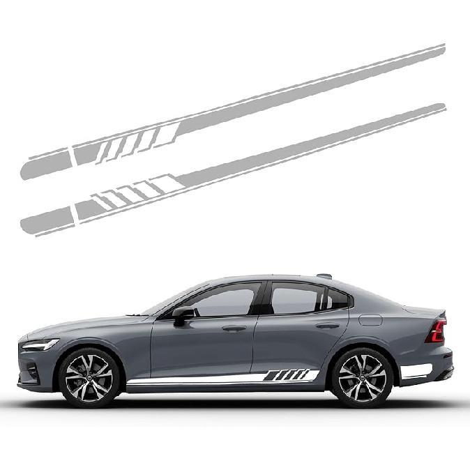 2 PCS Car Side Skirt Decals, 88.58" X 4.52" Long Stripes Stickers, PVC Auto Personalized Stickers, Waterproof Body Decoration, Universal For Most