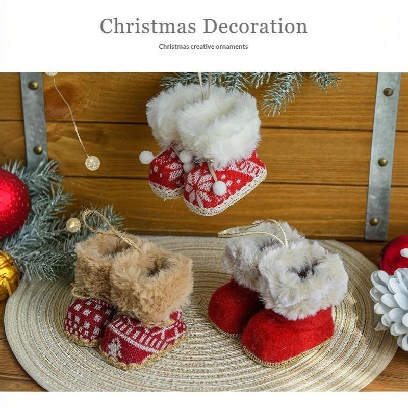 New Christmas Creative Small Ornament Red Fabric Christmas Boot Decoration Christmas Tree Ornament
