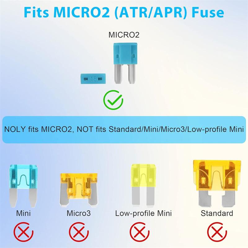 Micro2 Fuses Assortment Kit- 105 Pcs ATR APT Blade Car Fuses With Fuse Puller, Automotive Replacement Fuse For Car, Boat, RV